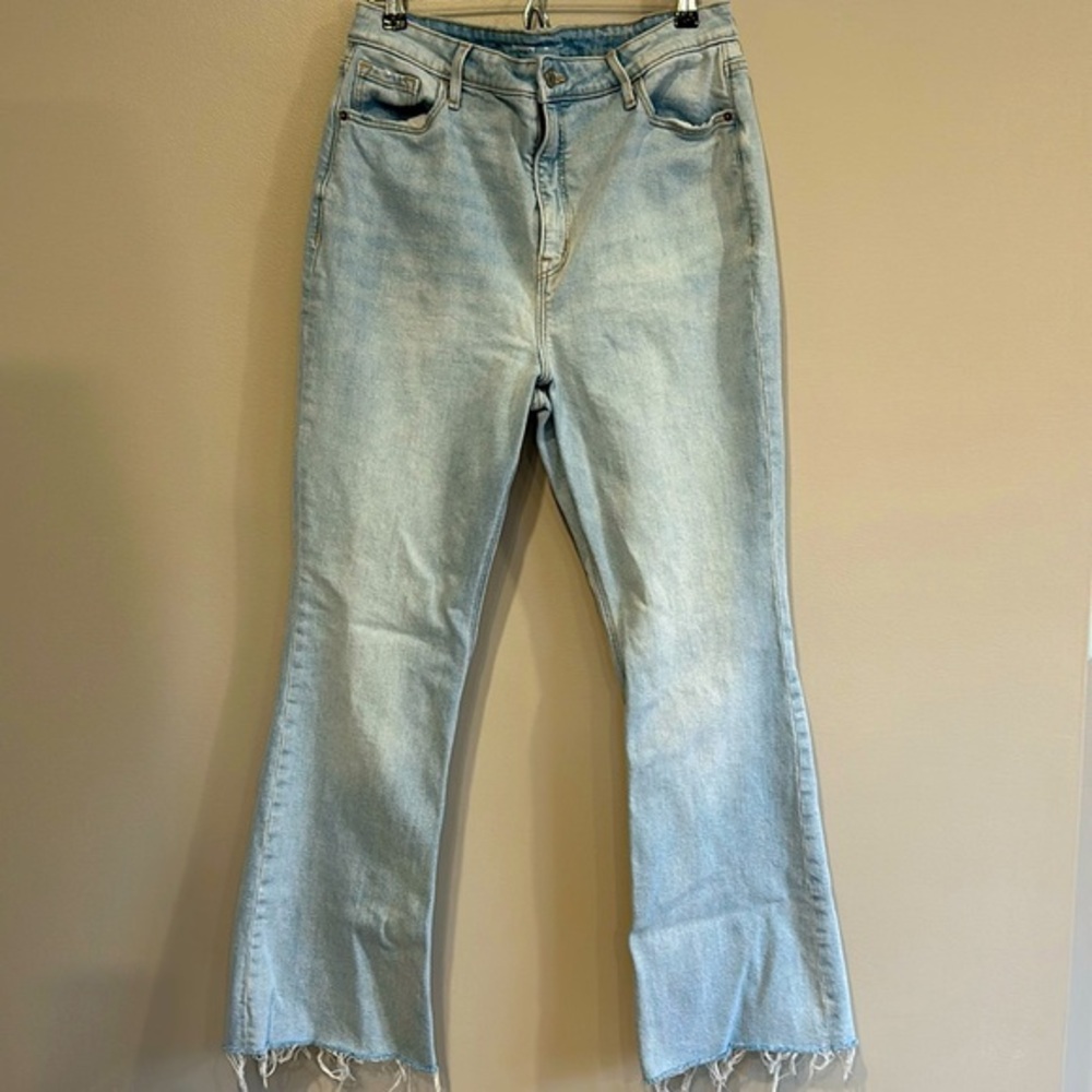 Womens Old Navy Higher High Rise Flare Jean Light Wash Retro‎ Fit Y2K